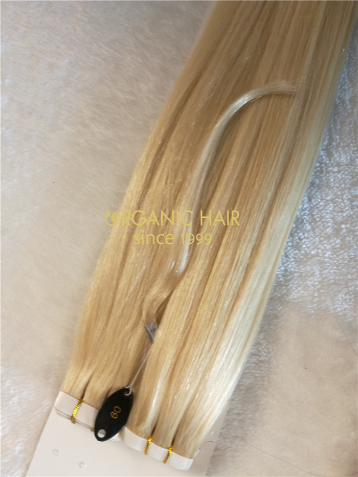 Wholesale human remy tape in hair extensions #613 X24